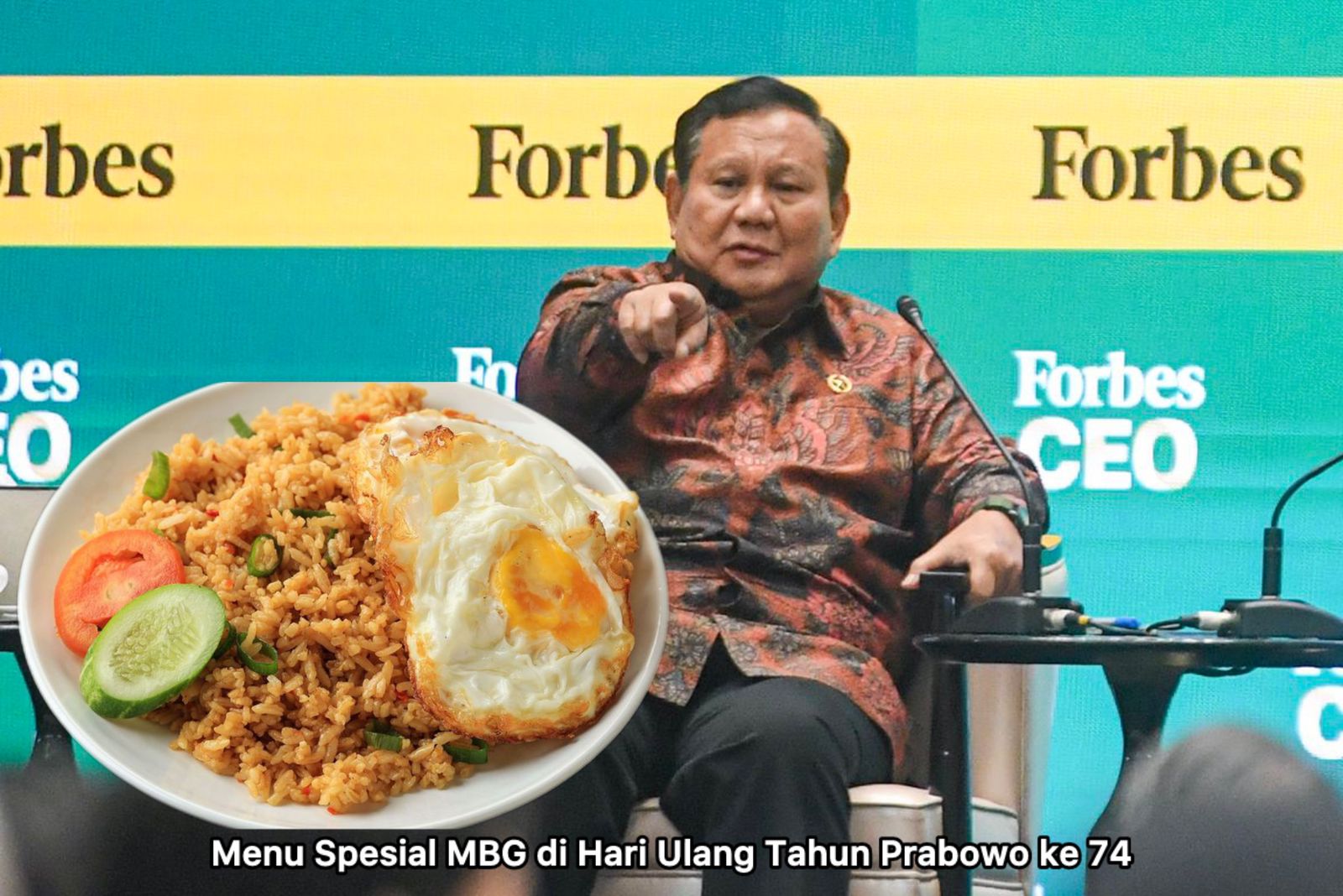 Menu spesial nasi goreng dan telur ceplok dalam perayaan Ulang Tahun Presiden Prabowo