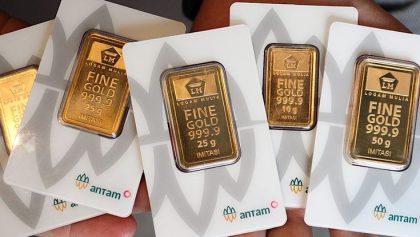 Emas Antam berbagai ukuran sebagai ilustrasi harga emas Antam hari ini