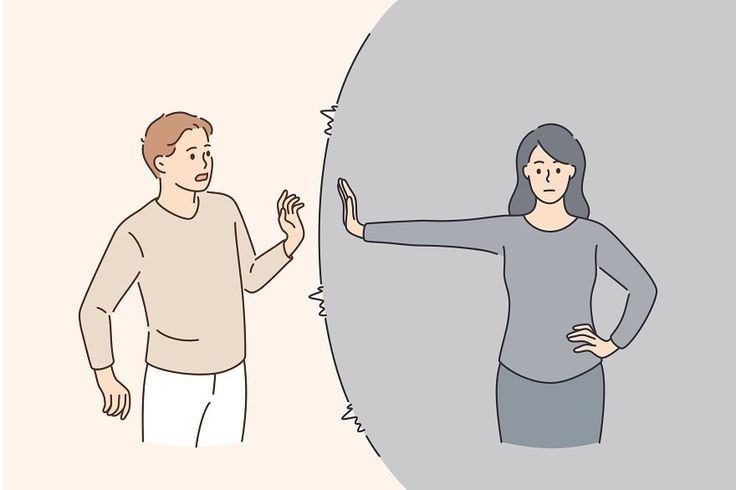 Ilustrasi seseorang menjaga jarak dan menghindari kedekatan dalam hubungan, menggambarkan avoidant style.